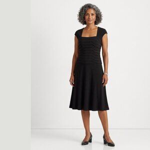 LAUREN RALPH LAUREN Black Scalloped Bodice Sheath Dress Sz 10 Office Cocktail